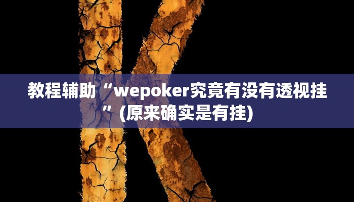 教程辅助“wepoker究竟有没有透视挂”(原来确实是有挂)