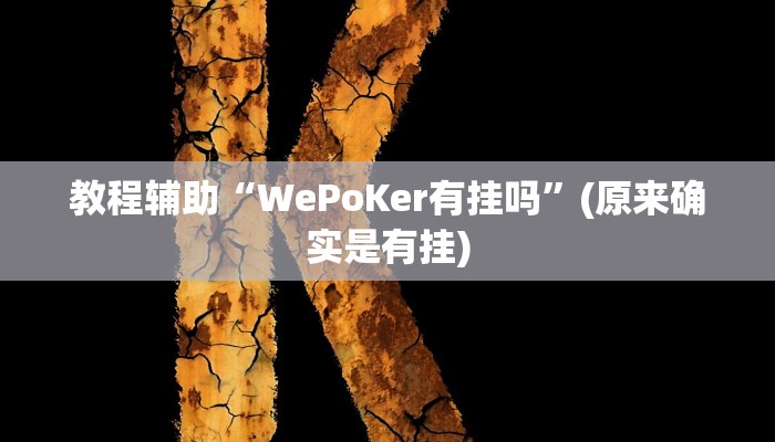教程辅助“WePoKer有挂吗”(原来确实是有挂)