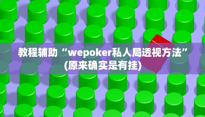 教程辅助“wepoker私人局透视方法”(原来确实是有挂)