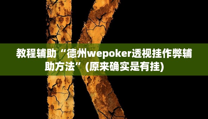 教程辅助“德州wepoker透视挂作弊辅助方法”(原来确实是有挂)