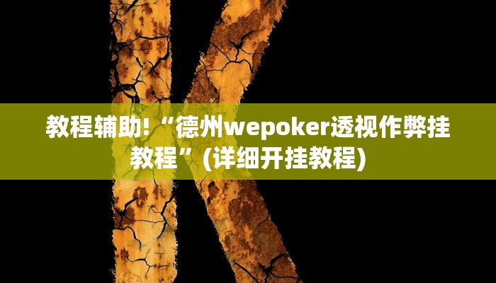 教程辅助!“德州wepoker透视作弊挂教程”(详细开挂教程)