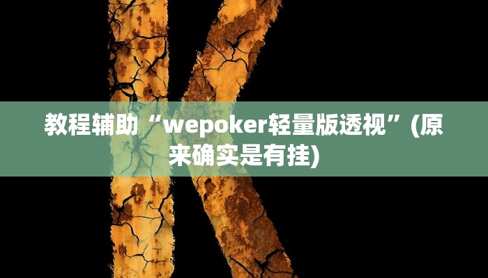 教程辅助“wepoker轻量版透视”(原来确实是有挂)