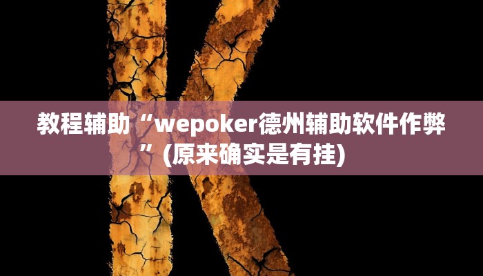 教程辅助“wepoker德州辅助软件作弊”(原来确实是有挂)