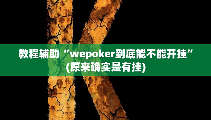 教程辅助“wepoker到底能不能开挂”(原来确实是有挂)