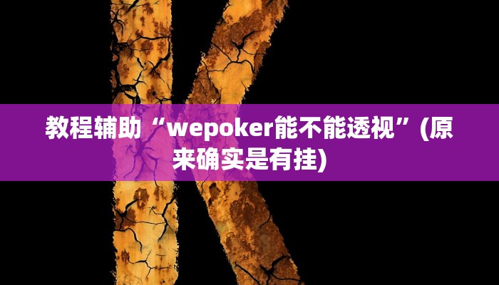 教程辅助“wepoker能不能透视”(原来确实是有挂)