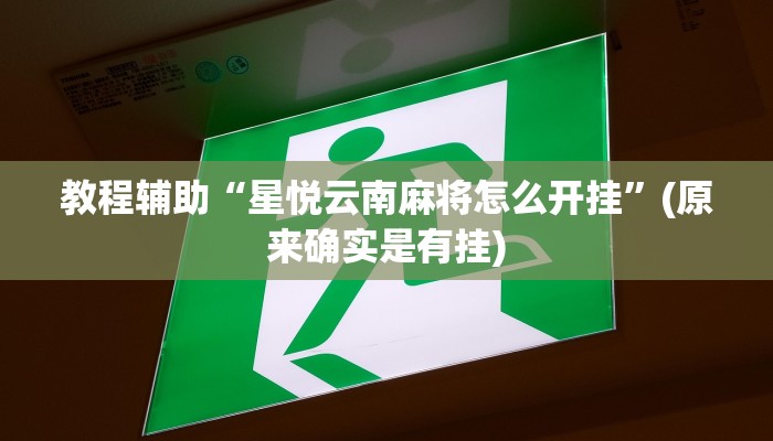 教程辅助“星悦云南麻将怎么开挂”(原来确实是有挂)