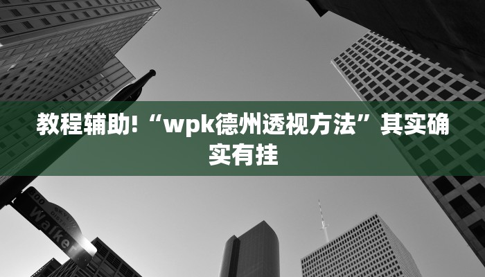 教程辅助!“wpk德州透视方法”其实确实有挂