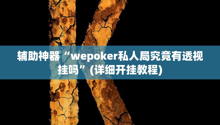 辅助神器“wepoker私人局究竟有透视挂吗”(详细开挂教程)