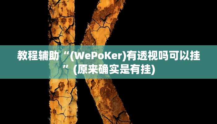 教程辅助“(WePoKer)有透视吗可以挂”(原来确实是有挂)
