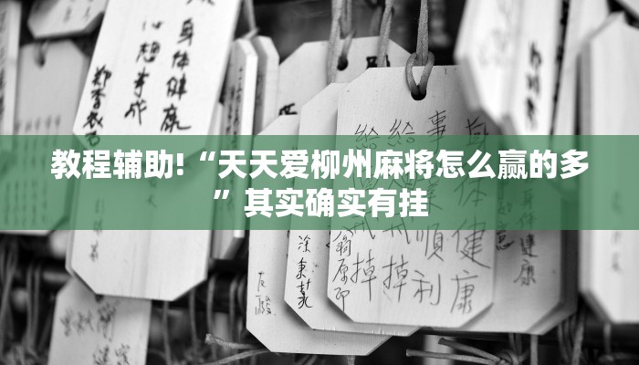 教程辅助!“天天爱柳州麻将怎么赢的多”其实确实有挂