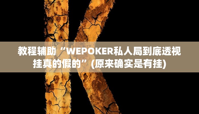 教程辅助“WEPOKER私人局到底透视挂真的假的”(原来确实是有挂)