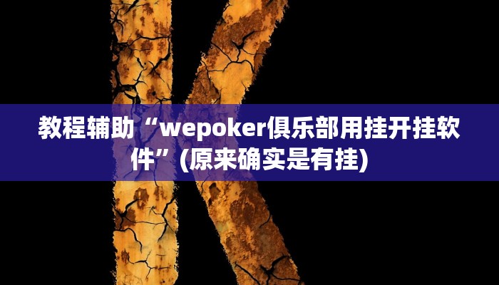 教程辅助“wepoker俱乐部用挂开挂软件”(原来确实是有挂)