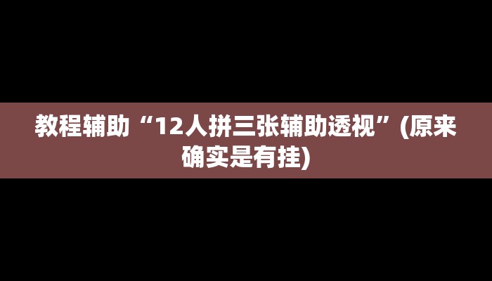 教程辅助“12人拼三张辅助透视”(原来确实是有挂)