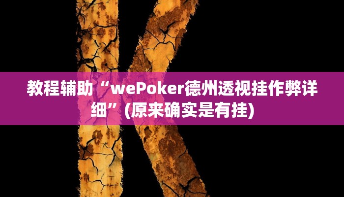 教程辅助“wePoker德州透视挂作弊详细”(原来确实是有挂)