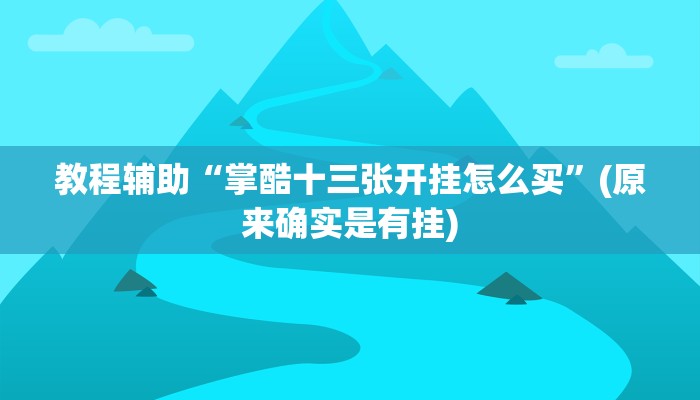 教程辅助“掌酷十三张开挂怎么买”(原来确实是有挂)