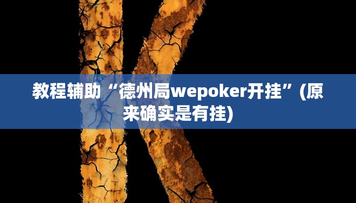 教程辅助“德州局wepoker开挂”(原来确实是有挂)