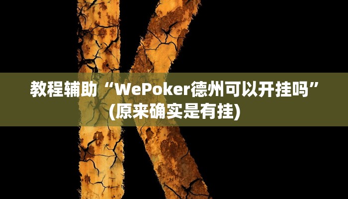 教程辅助“WePoker德州可以开挂吗”(原来确实是有挂)