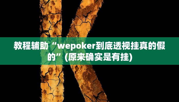 教程辅助“wepoker到底透视挂真的假的”(原来确实是有挂)