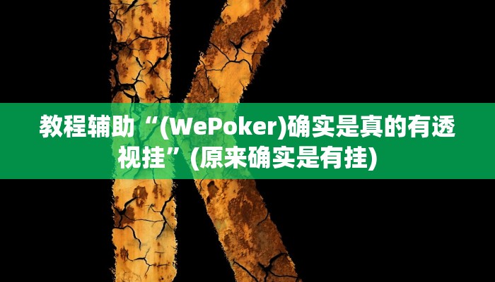 教程辅助“(WePoker)确实是真的有透视挂”(原来确实是有挂)