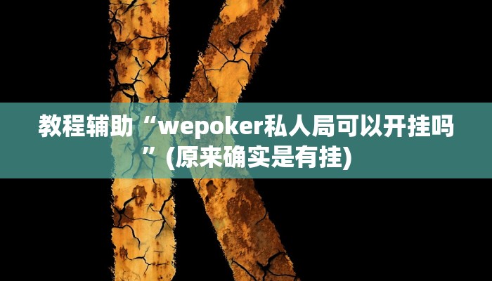 教程辅助“wepoker私人局可以开挂吗”(原来确实是有挂)
