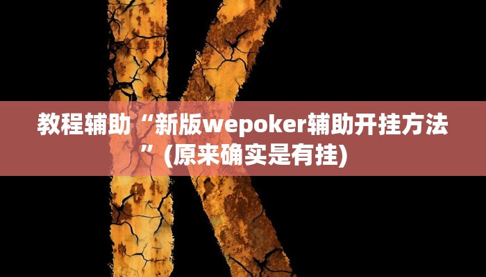 教程辅助“新版wepoker辅助开挂方法”(原来确实是有挂)