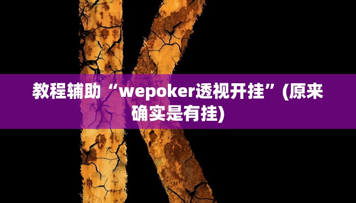 教程辅助“wepoker透视开挂”(原来确实是有挂)
