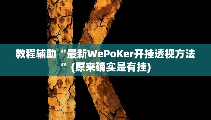 教程辅助“最新WePoKer开挂透视方法”(原来确实是有挂)