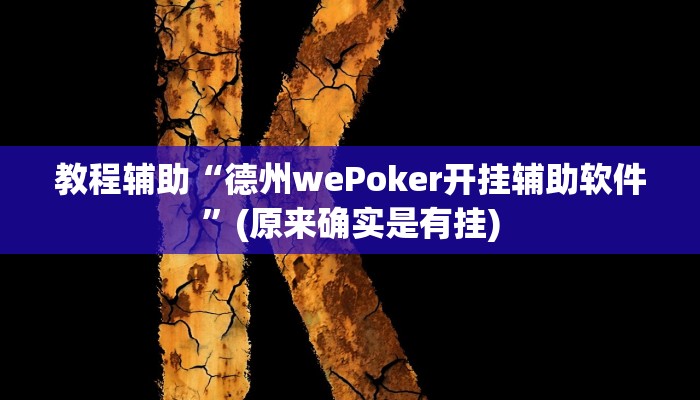 教程辅助“德州wePoker开挂辅助软件”(原来确实是有挂)