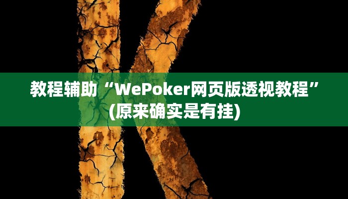 教程辅助“WePoker网页版透视教程”(原来确实是有挂)