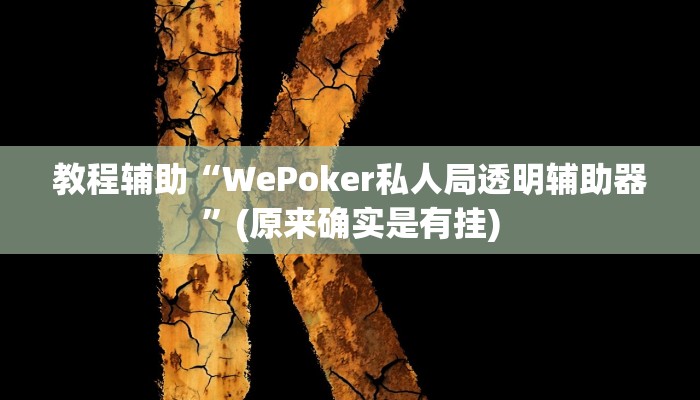 教程辅助“WePoker私人局透明辅助器”(原来确实是有挂)