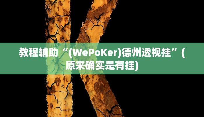 教程辅助“(WePoKer)德州透视挂”(原来确实是有挂)