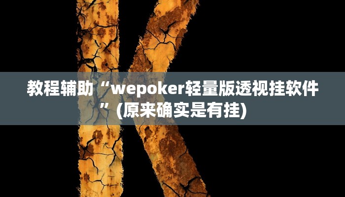教程辅助“wepoker轻量版透视挂软件”(原来确实是有挂)