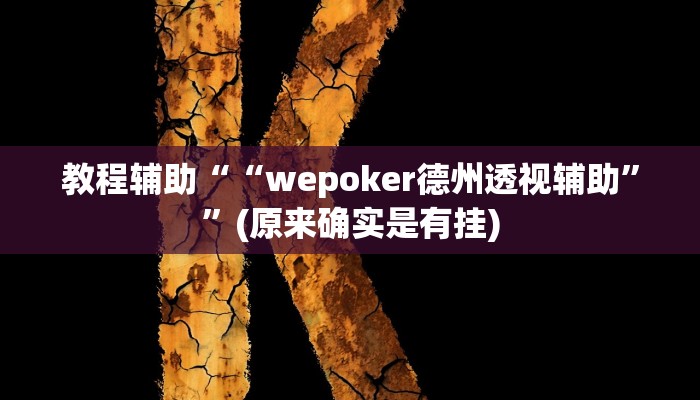 教程辅助““wepoker德州透视辅助””(原来确实是有挂)