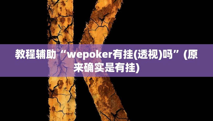 教程辅助“wepoker有挂(透视)吗”(原来确实是有挂)