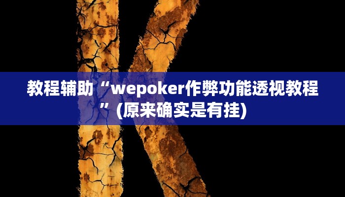 教程辅助“wepoker作弊功能透视教程”(原来确实是有挂)