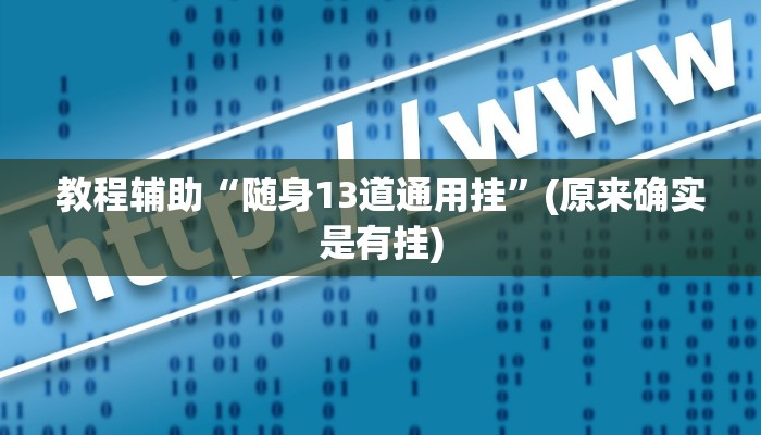 教程辅助“随身13道通用挂”(原来确实是有挂)