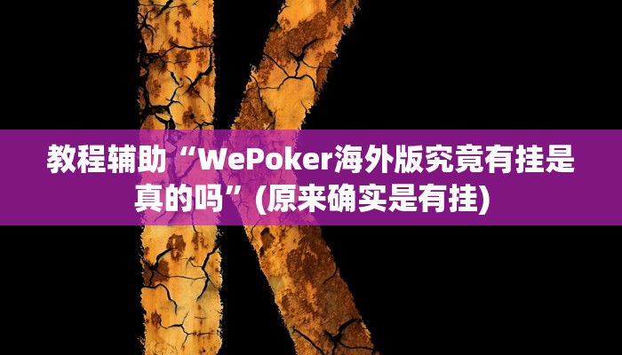 教程辅助“WePoker海外版究竟有挂是真的吗”(原来确实是有挂)