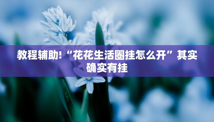 教程辅助!“花花生活圈挂怎么开”其实确实有挂