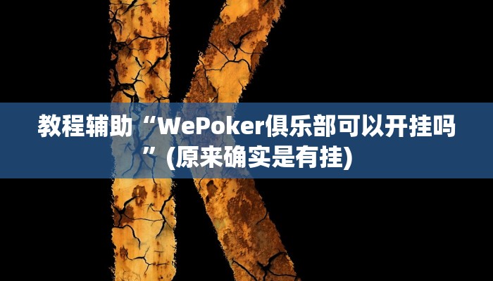 教程辅助“WePoker俱乐部可以开挂吗”(原来确实是有挂)