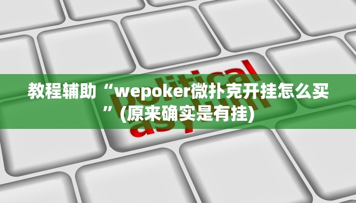 教程辅助“wepoker微扑克开挂怎么买”(原来确实是有挂)