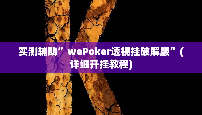 实测辅助”wePoker透视挂破解版”(详细开挂教程)