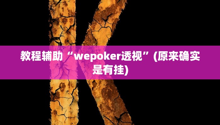 教程辅助“wepoker透视”(原来确实是有挂)
