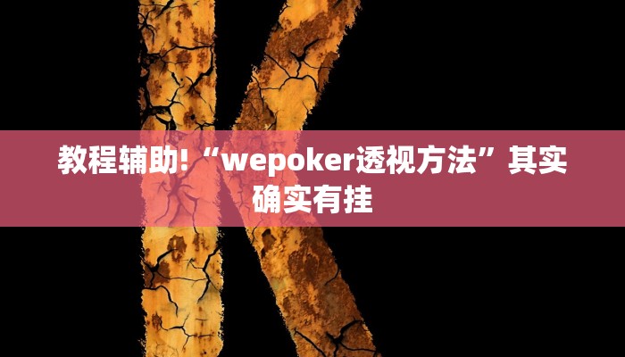 教程辅助!“wepoker透视方法”其实确实有挂