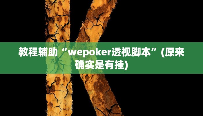 教程辅助“wepoker透视脚本”(原来确实是有挂)