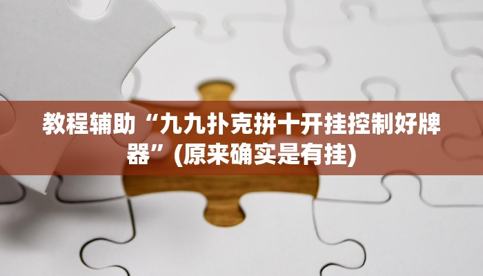 教程辅助“九九扑克拼十开挂控制好牌器”(原来确实是有挂)