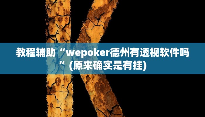 教程辅助“wepoker德州有透视软件吗”(原来确实是有挂)