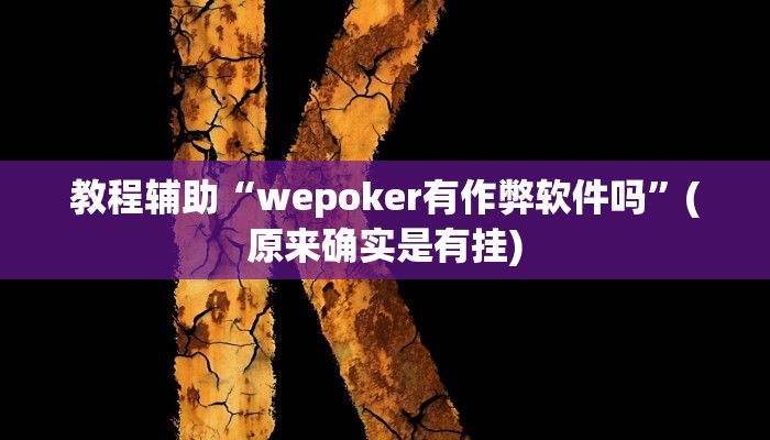 教程辅助“wepoker有作弊软件吗”(原来确实是有挂)