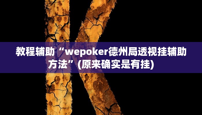 教程辅助“wepoker德州局透视挂辅助方法”(原来确实是有挂)