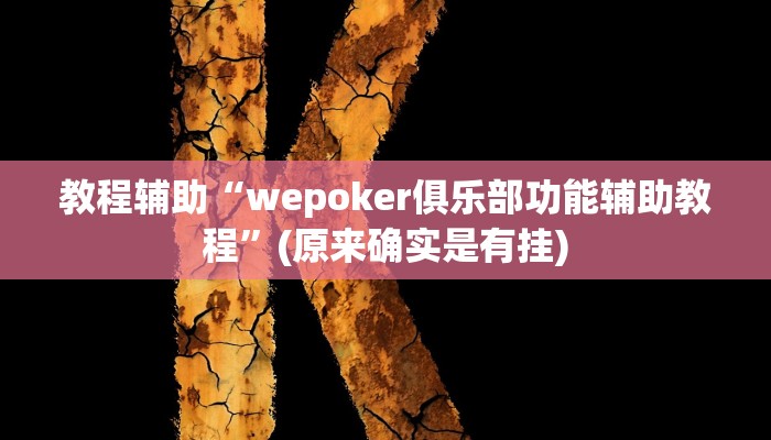 教程辅助“wepoker俱乐部功能辅助教程”(原来确实是有挂)