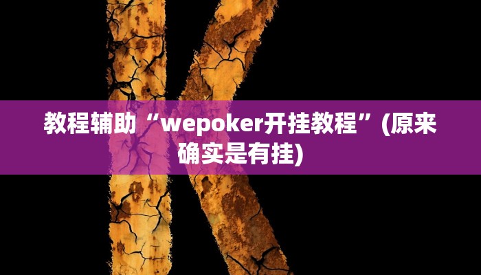 教程辅助“wepoker开挂教程”(原来确实是有挂)